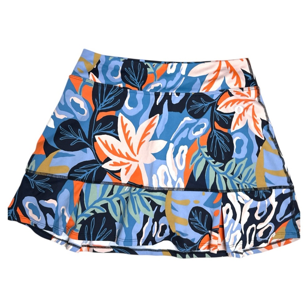 Dona Jo Tam G Floral Tennis Pickleball Skort Blue Orange Size 2 Large